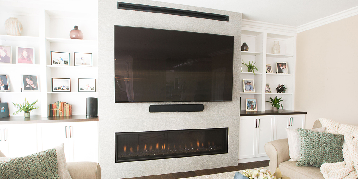 Bodas Construction Media wall and fireplace